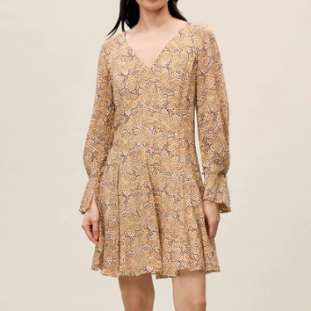 Rebecca Taylor Silk Burnout Check Godet Dress Color Speckled Fleur NWT Size 4